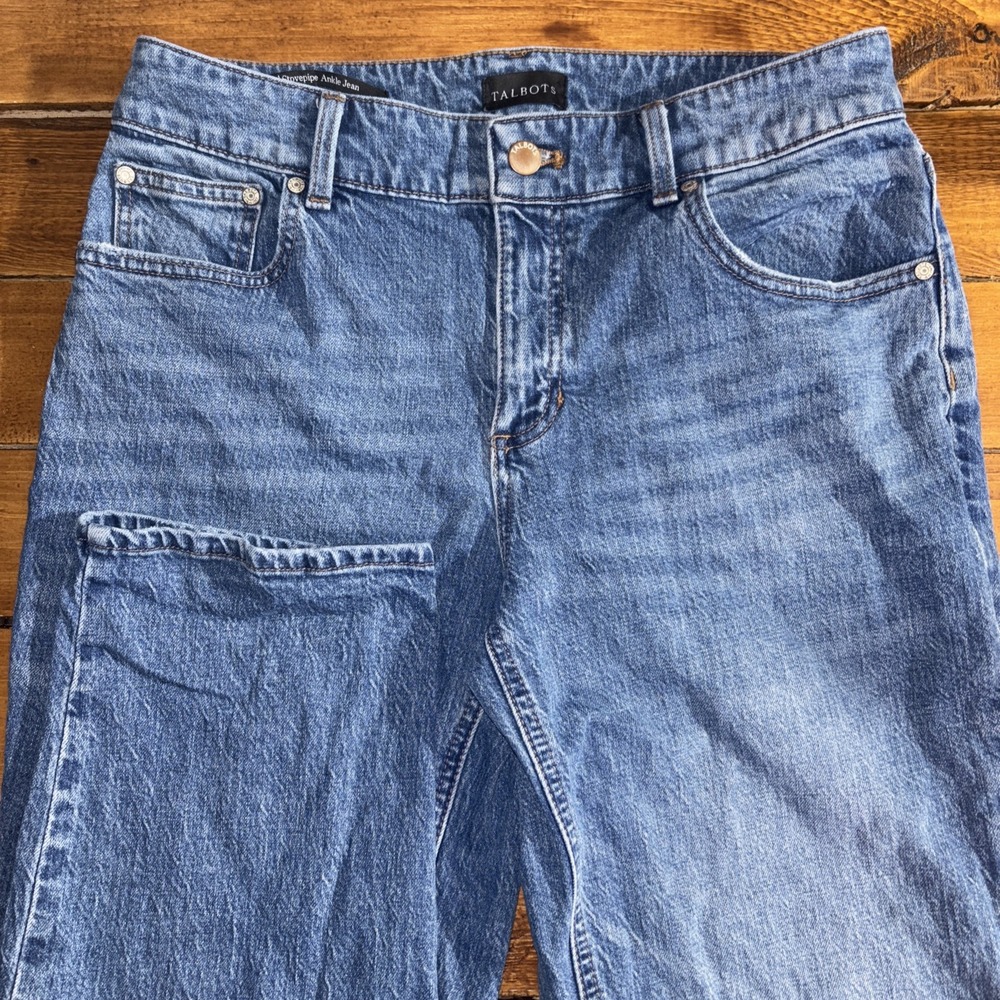 Talbots Stovepipe Ankle Jean Womens 8P Blue Kingston Wash Straight Leg Denim